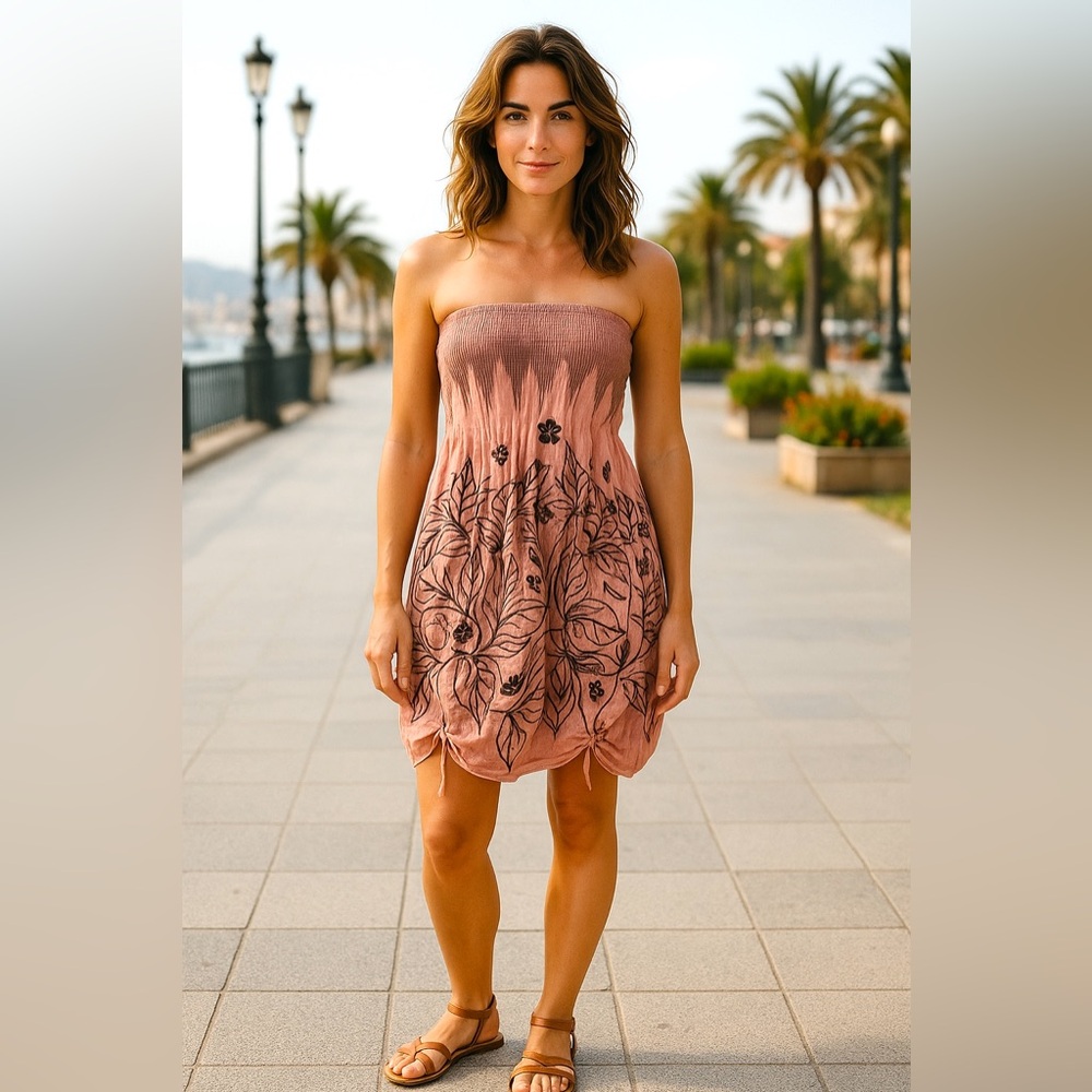 Lapis Convertible Tube Dress Cover-Up Skirt, Pink and Black | OS